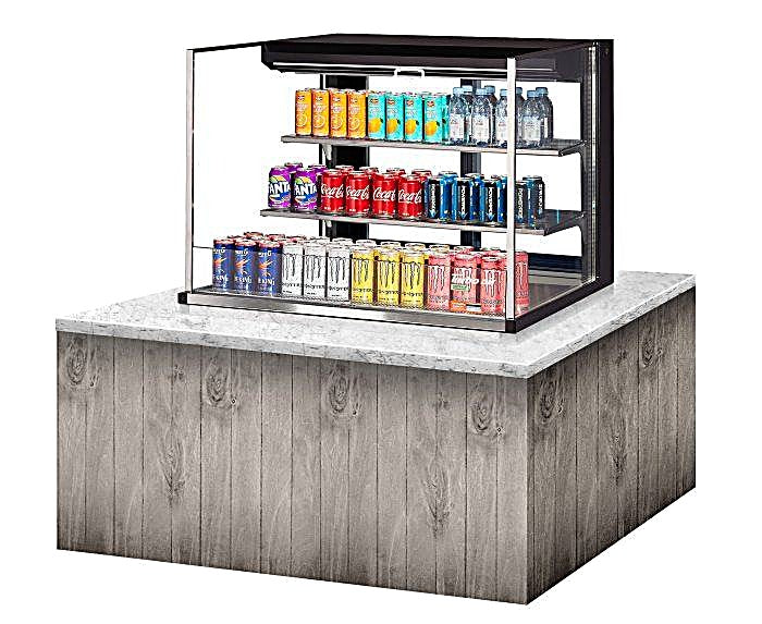 Turbo Air TOM-36L-UFD-B-3SI-N 36" Drop-In Horizontal Open Air Cooler w/ (3) Levels – Black Exterior, 115v - Donut-Equipment.com