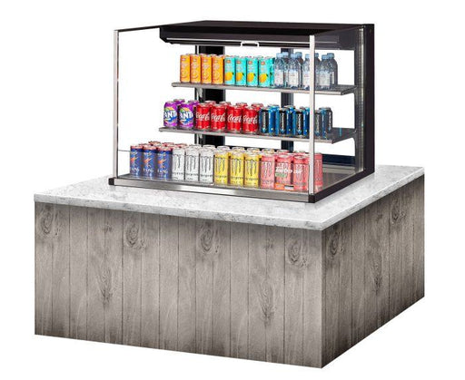 Turbo Air TOM-36L-UFD-B-3SI-N 36" Drop-In Horizontal Open Air Cooler w/ (3) Levels – Black Exterior, 115v - Bakery Wholesalers