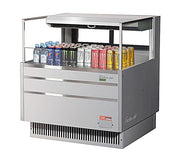 Turbo Air TOM-36L-UFD-S-1S-N 34 3/4" Stainless Steel Low Profile Horizontal Open Air Cooler w/ (1) Level – Ultra Front Deluxe Merchandiser, 115v - Donut-Equipment.com