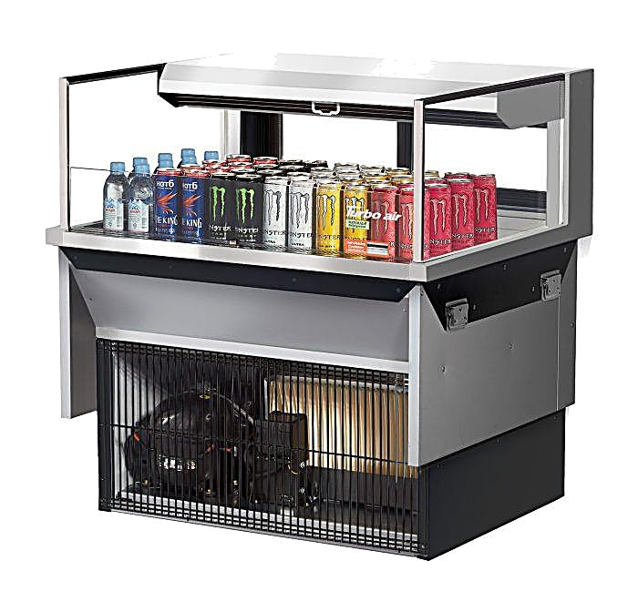 Turbo Air TOM-36L-UFD-S-1SI-N 36" Drop-In Horizontal Open Air Cooler w/ (1) Level – Stainless Steel Exterior, 115v - Donut-Equipment.com