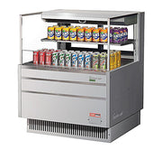 Turbo Air TOM-36L-UFD-S-2S-N 34 3/4" Stainless Steel Low Profile Horizontal Open Air Cooler w/ (2) Levels – Ultra Front Deluxe Merchandiser, 115v - Donut-Equipment.com