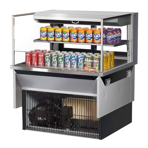 Turbo Air TOM-36L-UFD-S-2SI-N 36" Drop-In Horizontal Open Air Cooler w/ (2) Levels – Stainless Steel Exterior, 115v - Bakery Wholesalers