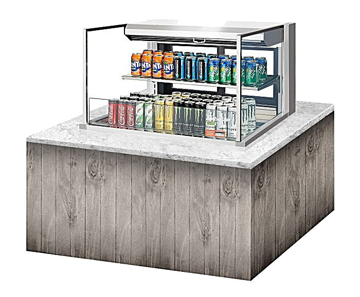 Turbo Air TOM-36L-UFD-S-2SI-N 36" Drop-In Horizontal Open Air Cooler w/ (2) Levels – Stainless Steel Exterior, 115v - Donut-Equipment.com