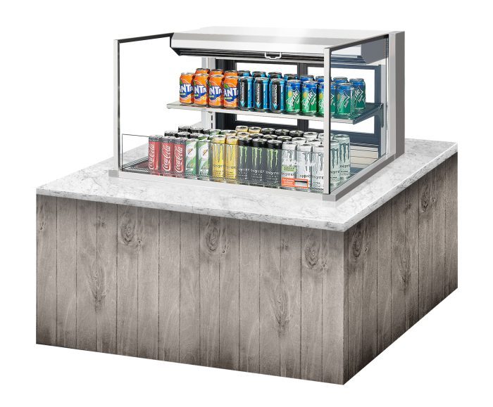 Turbo Air TOM-36L-UFD-S-2SI-N 36" Drop-In Horizontal Open Air Cooler w/ (2) Levels – Stainless Steel Exterior, 115v - Bakery Wholesalers