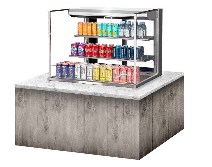 Turbo Air TOM-36L-UFD-S-3SI-N 36" Drop-In Horizontal Open Air Cooler w/ (3) Levels – Stainless Steel Exterior, 115v - Bakery Wholesalers