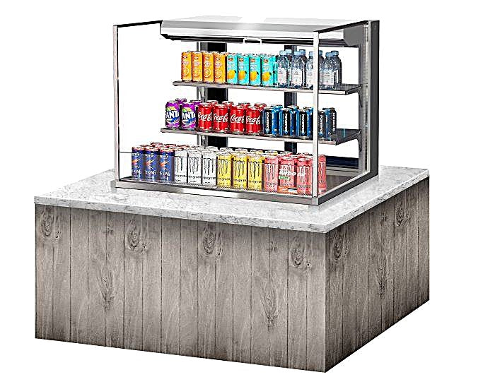 Turbo Air TOM-36L-UFD-S-3SI-N 36" Drop-In Horizontal Open Air Cooler w/ (3) Levels – Stainless Steel Exterior, 115v - Donut-Equipment.com