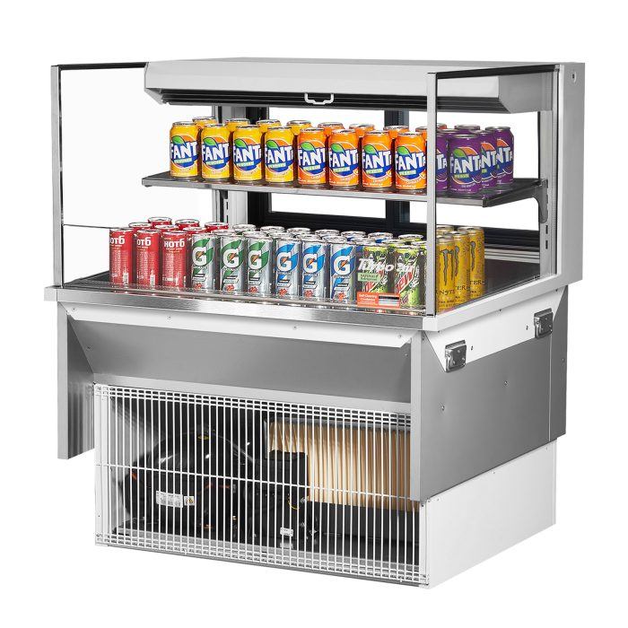 Turbo Air TOM-36L-UFD-W-2SI-N 35 7/8" Drop-In Horizontal Open Air Cooler w/ (2) Levels – White Exterior, 115v - Bakery Wholesalers