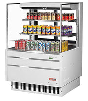 Turbo Air TOM-36L-UFD-W-3S-N 34 3/4" White Low Profile Horizontal Open Air Cooler w/ (3) Levels – Ultra Front Deluxe Merchandiser, 115v - Donut-Equipment.com