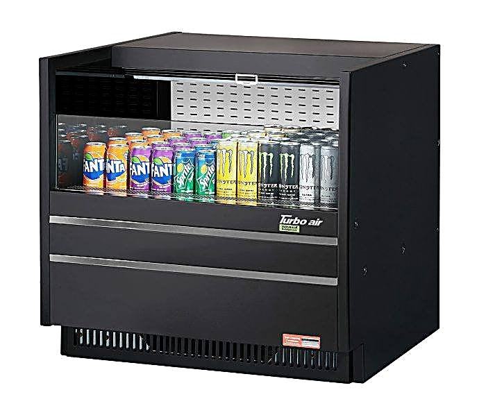 Turbo Air TOM-36UC-B-N 36 1/4" Horizontal Open Air Cooler w/ (1) Level – Black Exterior, 115v - Donut-Equipment.com