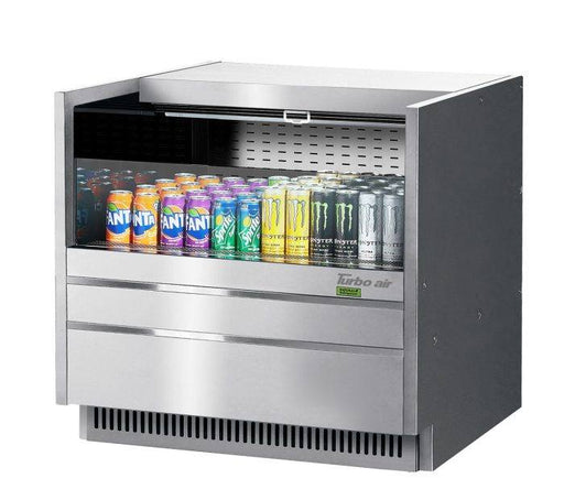 Turbo Air TOM-36UC-S-N 36 1/4" Drop-In Horizontal Open Air Cooler w/ (1) Level – Stainless Steel Exterior, 115v - Bakery Wholesalers
