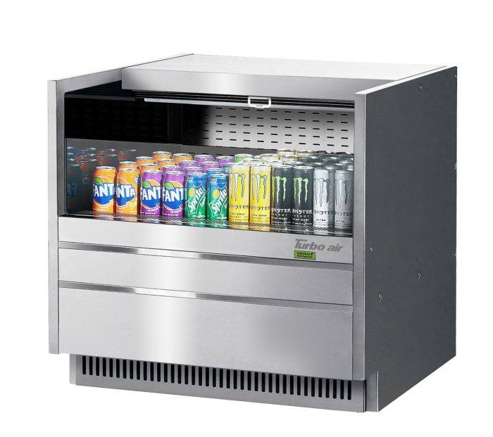 Turbo Air TOM-36UC-S-N 36 1/4" Drop-In Horizontal Open Air Cooler w/ (1) Level – Stainless Steel Exterior, 115v - Bakery Wholesalers