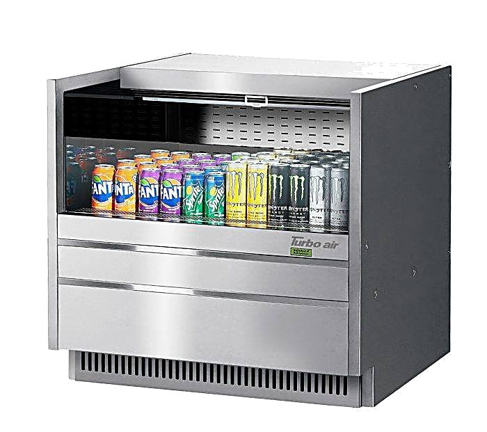 Turbo Air TOM-36UC-S-N 36 1/4" Drop-In Horizontal Open Air Cooler w/ (1) Level – Stainless Steel Exterior, 115v - Donut-Equipment.com