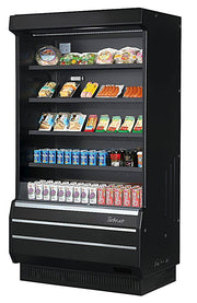 Turbo Air TOM-40B-SP-N 39 1/8" Vertical Open Air Cooler w/ (5) Levels – Black Exterior, 115v - Donut-Equipment.com