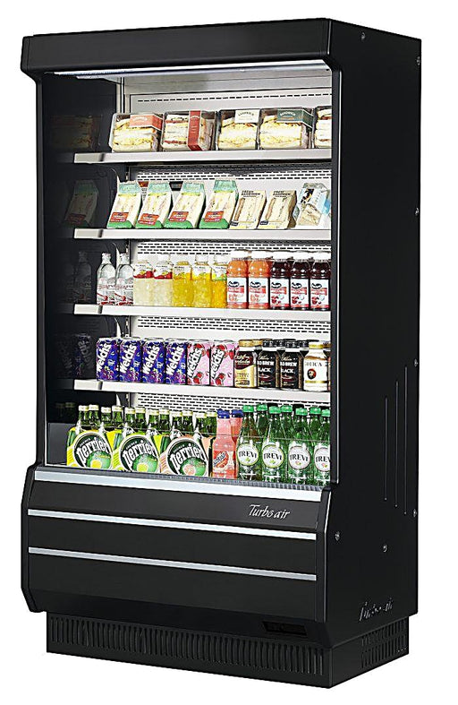 Turbo Air TOM-40B-SP-N 39 1/8" Vertical Open Air Cooler w/ (5) Levels – Black Exterior, 115v - Donut-Equipment.com