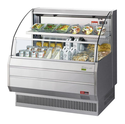 Turbo Air TOM-40LS-N 39" Low Profile Horizontal Open Air Cooler – Stainless Steel Display Merchandiser, (2) Levels, 115v - Bakery Wholesalers
