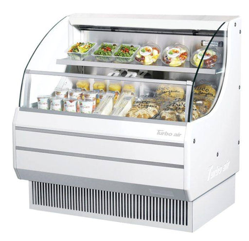 Turbo Air TOM-40LW-N 39" Horizontal Open Air Cooler w/ (2) Levels – Low Profile, White Exterior, 115v - Bakery Wholesalers