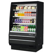 Turbo Air TOM-40MB-SP-N 39 1/8" Vertical Open Air Cooler w/ (4) Levels – Black Exterior, 115v - Donut-Equipment.com