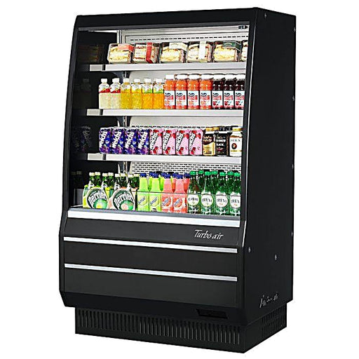 Turbo Air TOM-40MB-SP-N 39 1/8" Vertical Open Air Cooler w/ (4) Levels – Black Exterior, 115v - Donut-Equipment.com