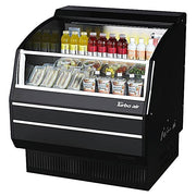Turbo Air TOM-40SB-SP-N 39 1/8" Black Horizontal Open Air Cooler w/ (3) Levels, Stainless Steel Interior – Slim Line, 115v - Donut-Equipment.com