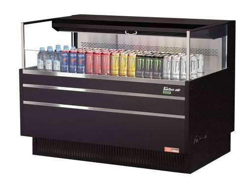 Turbo Air TOM-48L-UF-B-1S-N 46 3/4" Black Low Profile Horizontal Open Air Cooler w/ (1) Level – Ultra Front Merchandiser, 115v - Bakery Wholesalers