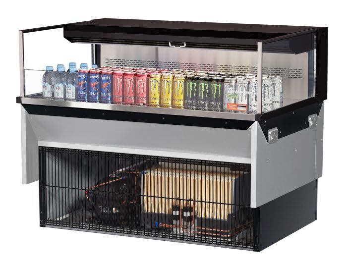 Turbo Air TOM-48L-UF-B-1SI-N 47 7/8" Drop-In Horizontal Open Air Cooler w/ (1) Level – Black Exterior, 115v - Bakery Wholesalers