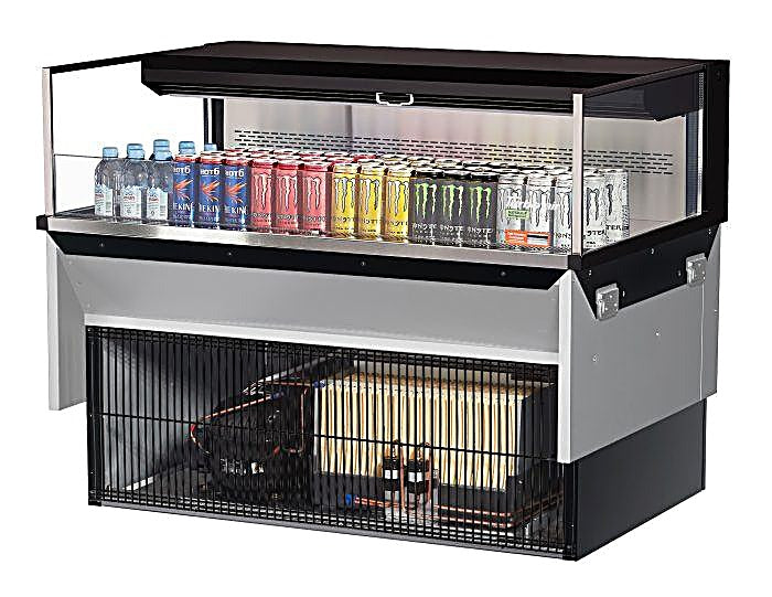 Turbo Air TOM-48L-UF-B-1SI-N 47 7/8" Drop-In Horizontal Open Air Cooler w/ (1) Level – Black Exterior, 115v - Donut-Equipment.com