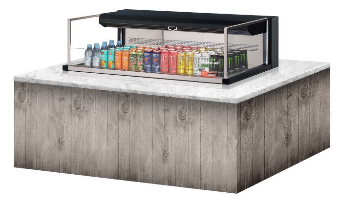 Turbo Air TOM-48L-UF-B-1SI-N 47 7/8" Drop-In Horizontal Open Air Cooler w/ (1) Level – Black Exterior, 115v - Bakery Wholesalers