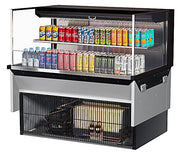 Turbo Air TOM-48L-UF-B-2SI-N 47 7/8" Drop-In Horizontal Open Air Cooler w/ (2) Levels – Black Exterior, 115v - Donut-Equipment.com