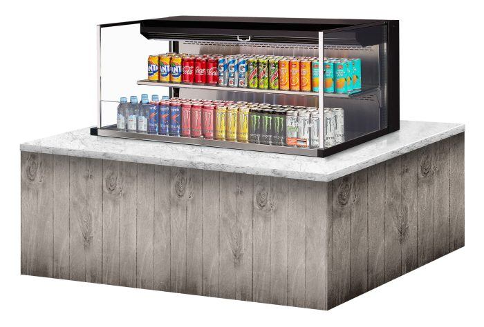 Turbo Air TOM-48L-UF-B-2SI-N 47 7/8" Drop-In Horizontal Open Air Cooler w/ (2) Levels – Black Exterior, 115v - Bakery Wholesalers