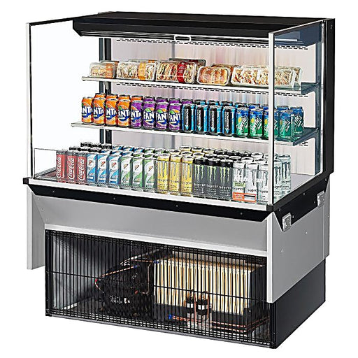 Turbo Air TOM-48L-UF-B-3SI-N 47 7/8" Drop-In Horizontal Open Air Cooler w/ (3) Levels – Black Exterior, 115v - Donut-Equipment.com