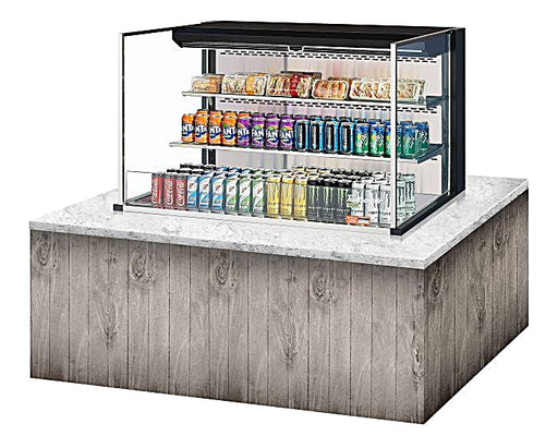 Turbo Air TOM-48L-UF-B-3SI-N 47 7/8" Drop-In Horizontal Open Air Cooler w/ (3) Levels – Black Exterior, 115v - Donut-Equipment.com