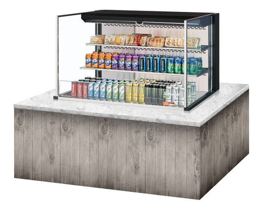 Turbo Air TOM-48L-UF-B-3SI-N 47 7/8" Drop-In Horizontal Open Air Cooler w/ (3) Levels – Black Exterior, 115v - Bakery Wholesalers