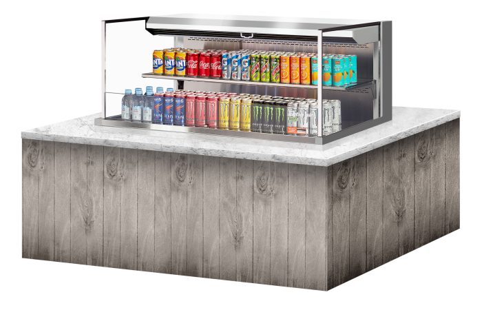 Turbo Air TOM-48L-UF-S-2SI-N 48" Stainless Steel Drop-In Refrigerated Open Display Case Merchandiser w/ (2) Levels, 115v - Bakery Wholesalers