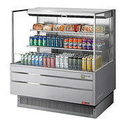 Turbo Air TOM-48L-UF-S-3S-N 46 3/4" Stainless Steel Low Profile Horizontal Open Air Cooler w/ (3) Levels – Ultra Front Merchandiser, 115v - Donut-Equipment.com
