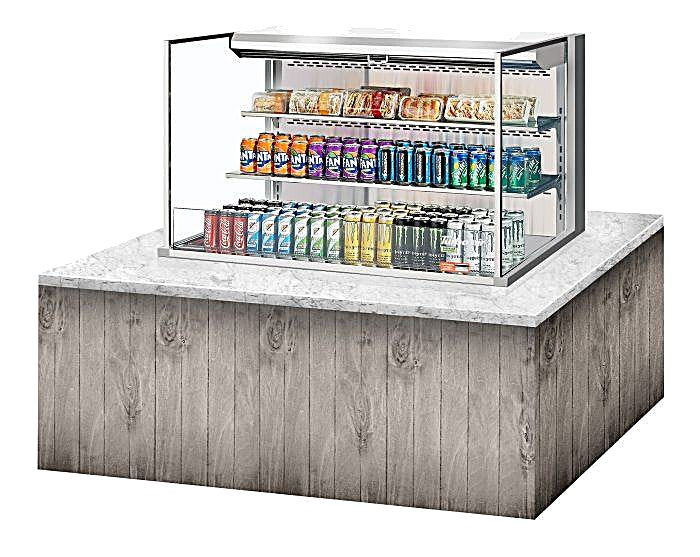 Turbo Air TOM-48L-UF-S-3SI-N 48" Stainless Steel Drop-In Refrigerated Open Display Case Merchandiser w/ (3) Levels, 115v - Donut-Equipment.com