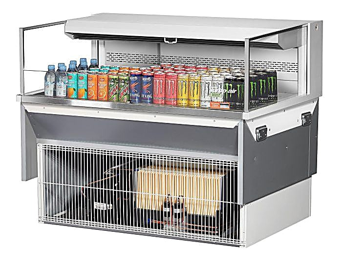 Turbo Air TOM-48L-UF-W-1SI-N 47 7/8" Drop-In Horizontal Open Air Cooler w/ (1) Level – White Exterior, 115v - Donut-Equipment.com