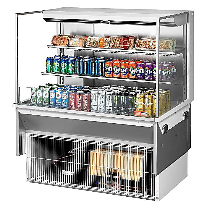 Turbo Air TOM-48L-UF-W-3SI-N 47 7/8" Drop-In Horizontal Open Air Cooler w/ (3) Levels – White Exterior, 115v - Donut-Equipment.com