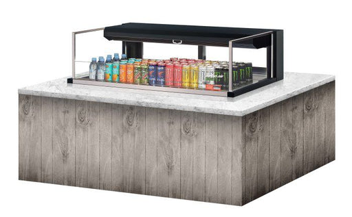 Turbo Air TOM-48L-UFD-B-1SI-N 48" Drop-In Horizontal Open Air Cooler w/ (1) Level – Black Exterior, 115v - Bakery Wholesalers