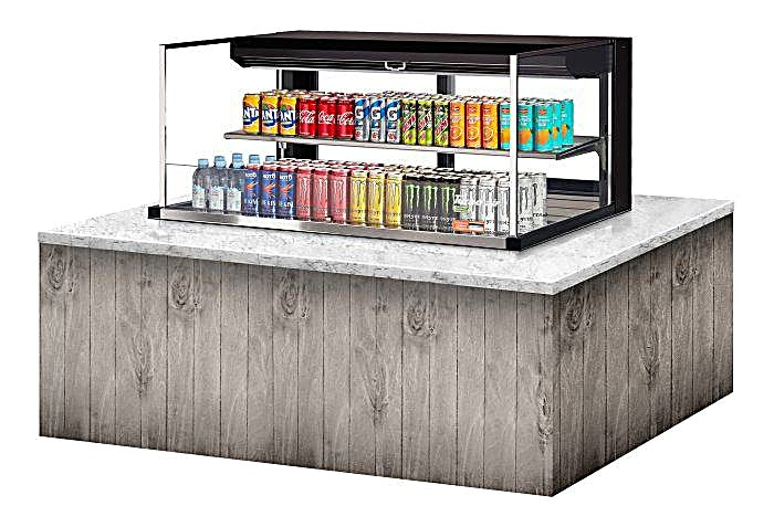 Turbo Air TOM-48L-UFD-B-2SI-N 48" Drop-In Horizontal Open Air Cooler w/ (2) Levels – Black Exterior, 115v - Donut-Equipment.com