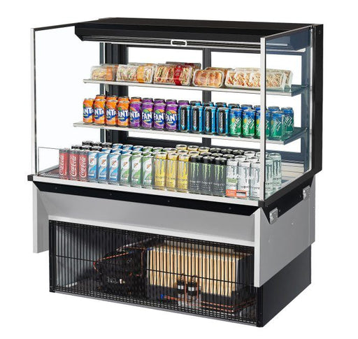 Turbo Air TOM-48L-UFD-B-3SI-N 48" Drop-In Horizontal Open Air Cooler w/ (3) Levels – Black Exterior, 115v - Bakery Wholesalers