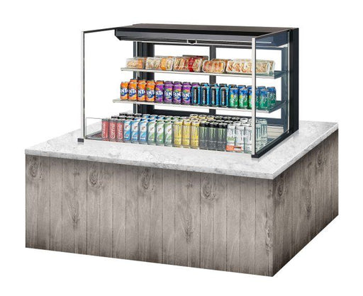 Turbo Air TOM-48L-UFD-B-3SI-N 48" Drop-In Horizontal Open Air Cooler w/ (3) Levels – Black Exterior, 115v - Bakery Wholesalers