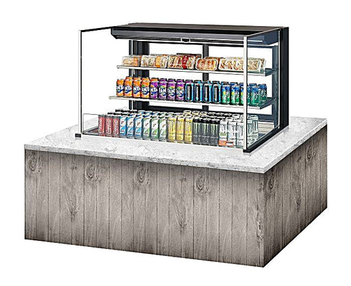 Turbo Air TOM-48L-UFD-B-3SI-N 48" Drop-In Horizontal Open Air Cooler w/ (3) Levels – Black Exterior, 115v - Donut-Equipment.com