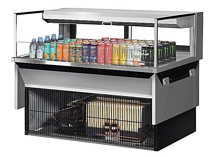 Turbo Air TOM-48L-UFD-S-1SI-N 48" Drop-In Horizontal Open Air Cooler w/ (1) Level – Stainless Steel Exterior, 115v - Donut-Equipment.com