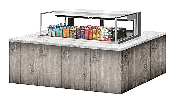 Turbo Air TOM-48L-UFD-S-1SI-N 48" Drop-In Horizontal Open Air Cooler w/ (1) Level – Stainless Steel Exterior, 115v - Donut-Equipment.com