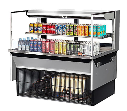 Turbo Air TOM-48L-UFD-S-2SI-N 48" Drop-In Horizontal Open Air Cooler w/ (2) Levels – Stainless Steel Exterior, 115v - Donut-Equipment.com