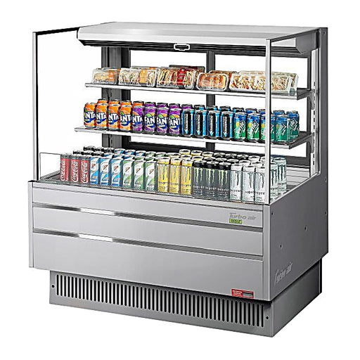 Turbo Air TOM-48L-UFD-S-3S-N 46 3/4" Stainless Steel Low Profile Horizontal Open Air Cooler w/ (3) Levels – Ultra Front Deluxe Merchandiser, 115v - Donut-Equipment.com
