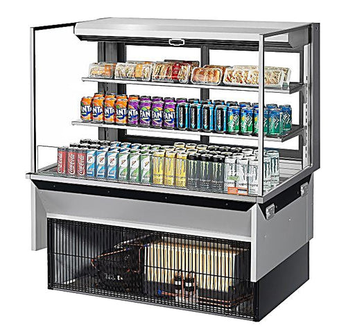 Turbo Air TOM-48L-UFD-S-3SI-N 48" Drop-In Horizontal Open Air Cooler w/ (3) Levels – Stainless Steel Exterior, 115v - Donut-Equipment.com