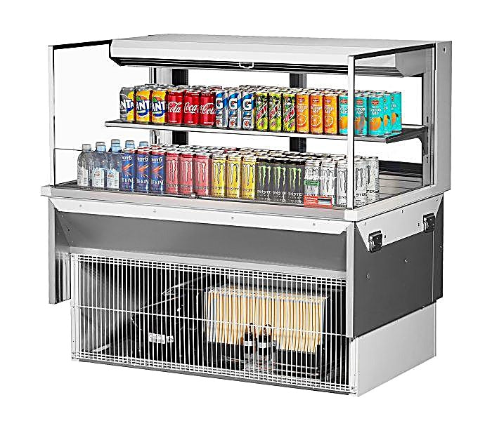 Turbo Air TOM-48L-UFD-W-2SI-N 48" Drop-In Horizontal Open Air Cooler w/ (2) Levels – White Exterior, 115v - Donut-Equipment.com