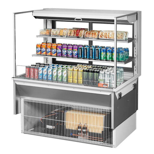Turbo Air TOM-48L-UFD-W-3SI-N 48" Drop-In Horizontal Open Air Cooler w/ (3) Levels – White Exterior, 115v - Bakery Wholesalers
