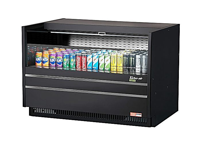 Turbo Air TOM-48UC-B-N 48 1/4" Horizontal Open Air Cooler w/ (1) Level – Black Exterior, 115v - Donut-Equipment.com